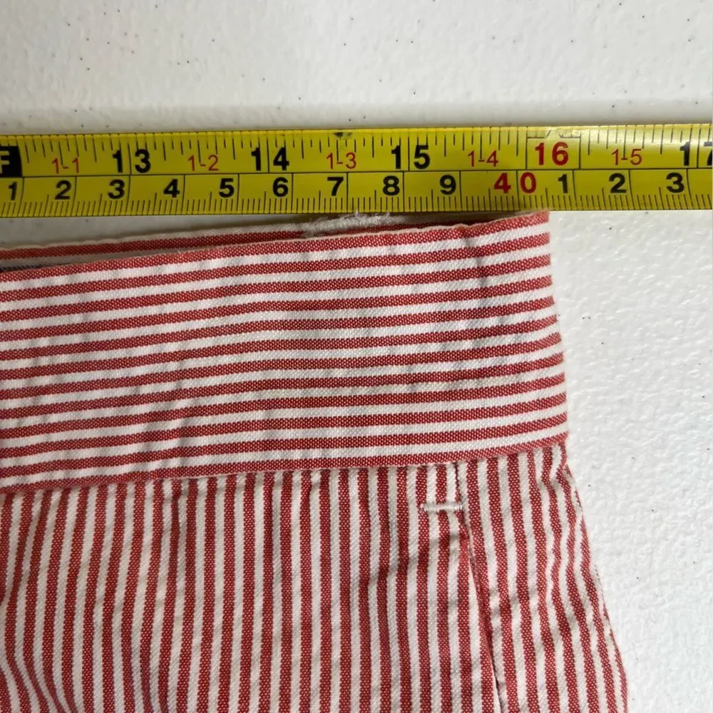 Izod Red White Stripe Seersucker Cotton Mens Flat Front Pant 30/32 Preppy Twee
